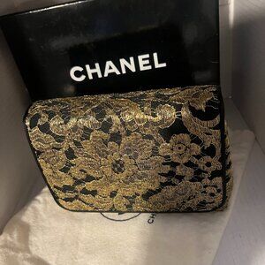 Rare Vintage Chanel Gold Metallic Guipure Lace Evening Bag - Karl Lagerfeld Era